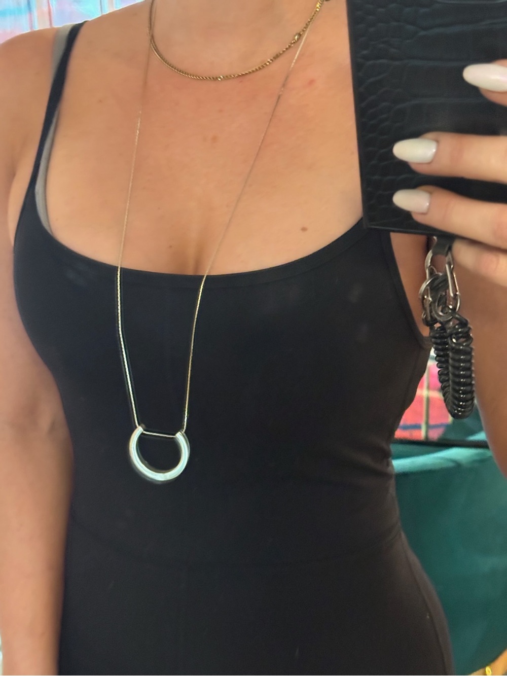 Gold-Tone Horse Shoe Pendant Long Necklace - Women Jewelry